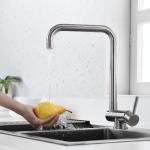 Angled Spout Kitchen Basin Taps 18/10 Stainless Steel Hidden Kitchen Faucet for sale