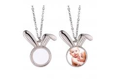 China Sublimation Rabbit Pendant Necklace Personalized Easter Gifts Bunny Necklace For Heat Transfer supplier