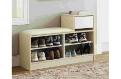 China White Modern Narrow Home Shoe Cabinet Cushion Bench With PB Board Frame supplier
