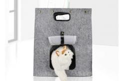 China Mechanical Wash EN71 Felt Cat Bag With Side Zipper Flap supplier