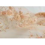 Flower Design Pearl Embroidery Beaded Tulle Fabric By The Yard For Haute Douture for sale