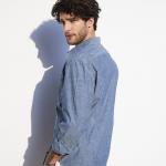 Long Sleeve Chambray 100 Cotton Slim Fit Shirts Breathable For Four Seasons