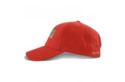 China Good quality red 6 panel curved cap sublimation red hats supplier