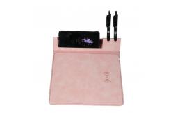China Large Customized Multifunctional Magnetic Pu Leather Smart Office Wireless Charging Foldable Mouse Pad supplier