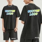Customizable  Vintage Streetwear T Shirts Men 100% Cotton Acid Wash Black Shirt for sale