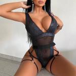 Tight Ladies One Piece Swimsuit Sexy Bronzing Stitching Deep V One Piece Swimsuit for sale
