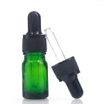 Cosmetic Liquid Small Green Glass Bottle 5ml Essential Oil Bottles With Dropper for sale