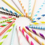 BPA Free Waterproof Paper Straws  Disposable Rainbow Striped Paper Straws for sale