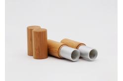 China Cylinder Inner  Aluminum Bamboo Outside Empty Lipstick Tube With Press Pop Cap supplier