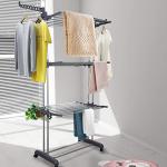 Adjustable 3 Layers Foldable Clothes Drying Rack Stainless Steel Frame for sale