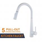 4 Hole Single Handle White Stainless Steel Pull Out Tap Kitchen Faucet  Mixer for sale