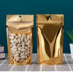 Plastic Aluminum Foil k Bag With Euro Slot Gold Metallic Mylar Stand Up for sale