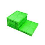 Customized Green PP Plastic Folding Crate Mesh Body + Solid Bottom for sale