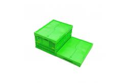 China Customized Green PP Plastic Folding Crate Mesh Body + Solid Bottom supplier