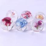 Dia80mm Dia90mm Flower Paperweight Clear Solid Epoxy Resin Sphere for sale