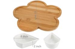 China Circular Sector Shape Ceramic Divided Plate Tray For Appetizer Chips supplier