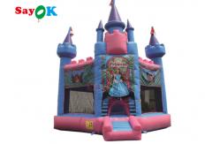 China Waterproof Inflatable Bounce House Princess Frozen Carriage Bouncy Castle With Slide supplier