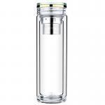 Double Wall Thick Glass Water Bottle With Crystal Lid BPA Free Eco Friendly for sale
