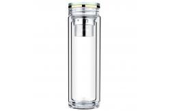 China Double Wall Thick Glass Water Bottle With Crystal Lid BPA Free Eco Friendly supplier
