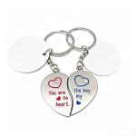 Cute Blanks Metal Sublimation Love Keychain For Couples for sale
