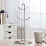 Oem Stainless Steel Coffee Mug Tree Holder Dryer Rack With 6 Hooks