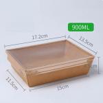 Salad PET Lid Rectangular Kraft Paper Disposable Food Container With Lid for sale