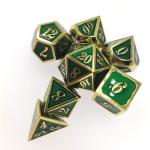 Gilt Green Metallic Game Dice Metal Polishing Tabletop Gaming Dice Set 7 Piece for sale