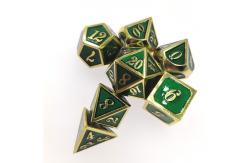 China Gilt Green Metallic Game Dice Metal Polishing Tabletop Gaming Dice Set 7 Piece supplier