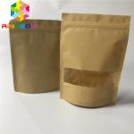 Custom Printed Brown kraft Paper bags resealable stand up  paper packaging pouch