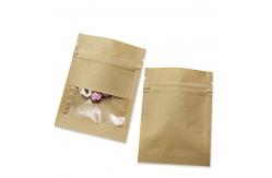 China Snack Nuts Beans Small Packaging Bag Brown Kraft Paper k With Frosted Window supplier