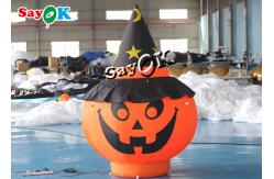 China Garden Decorations Halloween Blow Up Pumpkin 2m With Black Hat supplier