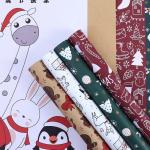 Merry Christmas Gift Wrapping Paper 58cm X 58cm Printed Kraft Paper 20 Sheets In Bag for sale