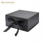 Eco-friendly Black Gift Box With Lid For Presents With Ribbon And Magnetic Closure for sale