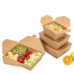 Disposable Paper Take Out Food Containers Microwaveble Folding Natural Kraft Boxes for sale