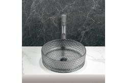 China Countertop Mounted Glass Washing Basin No Overflow Round Bathroom Sink supplier
