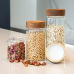Food Container Spice Glass Container Jars Kitchen Borosilicate With Wood Lid