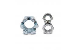 China GB6178 Slotted And Castle Hexagon Nut Blue White Zinc Plated supplier