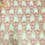 Pink 3D Flower Embroidered Lace Fabric For Wedding Dresses for sale