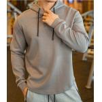 Black Gray Long Sleeve Unisex Plain Hoodies Anti Pilling Pullover Sweatshirts