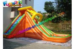 China Large Outdoor Inflatable Water Slides Pool With PLATO 0.55mm PVC Tarpaulin supplier