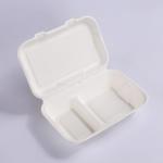 Disposable Take Away Food Packaging Clamshells  9 X 6In 2 Compartment Lunch Box for sale