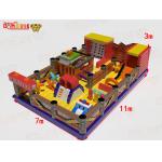 Fun City Inflatable Indoor Playground 11*7*3m With Wall Cimbing Slides