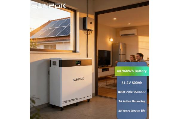 SUNPOK Solar 40Kwh 51.2V 800ah Lifepo4 Battery Lithium Ion Battery 48v Lifepo4 Battery 800ah Energy Storage System