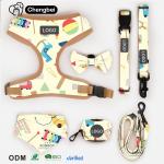 Custom Pattern Designers Reversible Polyester Pet Harness Sets Personalized Collar Leash and Waterproof Dog Harness Set for sale