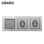 Wall Mounted Switch Socket Combination 300W 2 Button Touch Light Switches And Plugs
