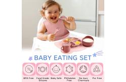 China Lightweight Silicone Dinnerware Set Bib And Plate Adjustable For Toddler supplier