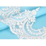 Custom Floral Applique Embroidered Lace Trim Polyester On Nylon Mesh for sale