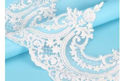 China Custom Floral Applique Embroidered Lace Trim Polyester On Nylon Mesh supplier