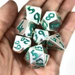 Polyhedral Resin Dice Set Lightweight Practical Manual Grinding Polyhedral Green Gold For All Kinds Of Game for sale