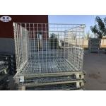 Size Customized Wire Mesh Pallet Cages , Metal Folding Collapsible Pallet Cages for sale